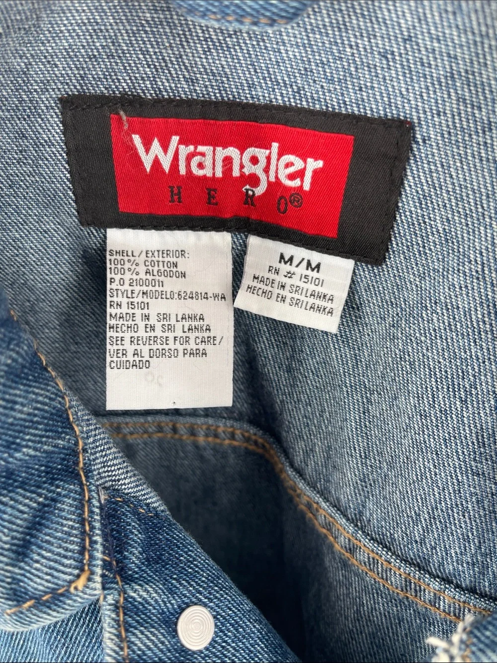 Wrangler Hero Vintage Denim Trucker Button-Up Jacket Men Medium